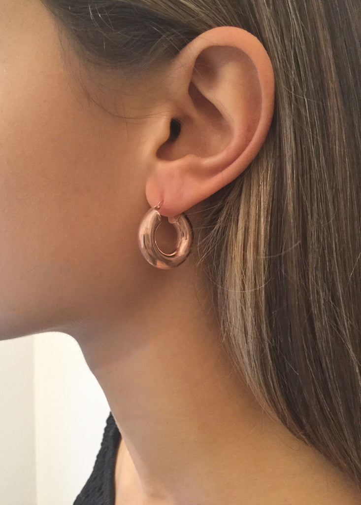 Lady hoop earrings silver rosè - [18DELPERO]