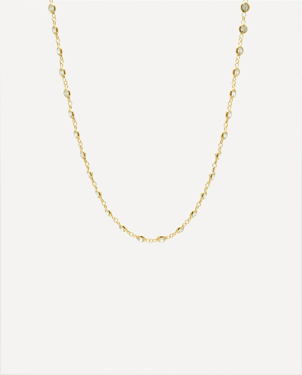 Golden silver white dot zircon necklace - [18DELPERO]